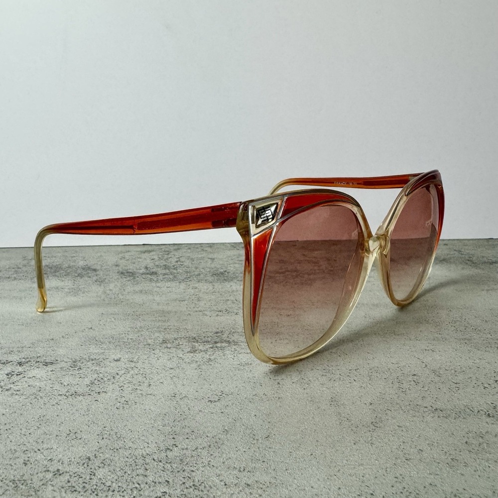 EMILIO PUCCI Vtg 60s 70s Safilo Sunglasses Vivara Oversized Round Rose Lenses